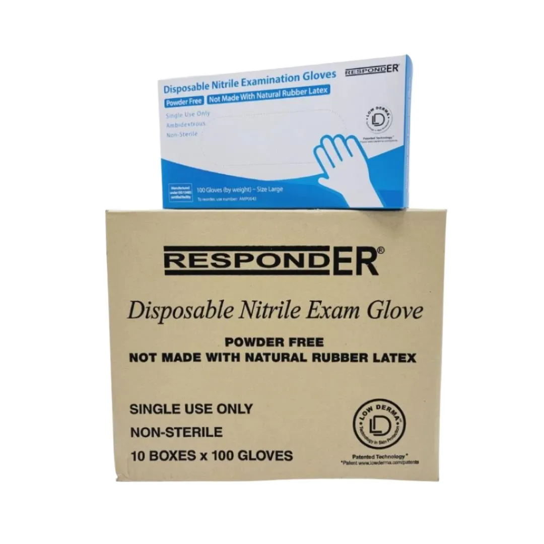 Allied Medical AMP0043 Responder ER Large Disposable Nitrile Examination Gloves 1000 CS