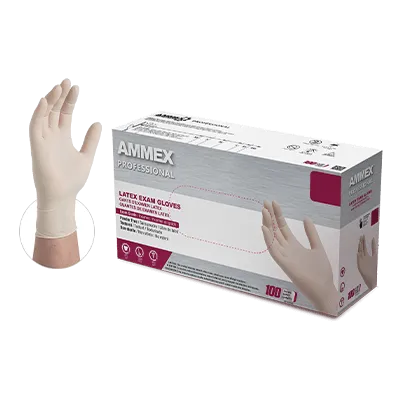 AMMEX Professional Ivory Latex PF Exam Large Gloves