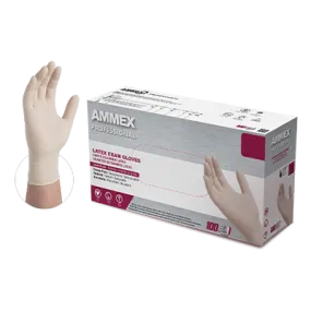 AMMEX Professional Ivory Latex PF Exam Large Gloves