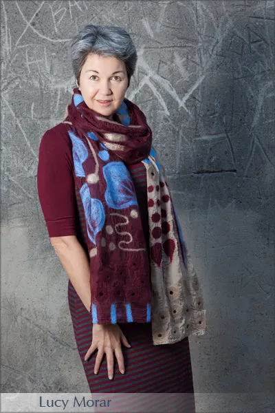 AUTUMN WINE - Nuno Felt Art Scarf - 97x24"