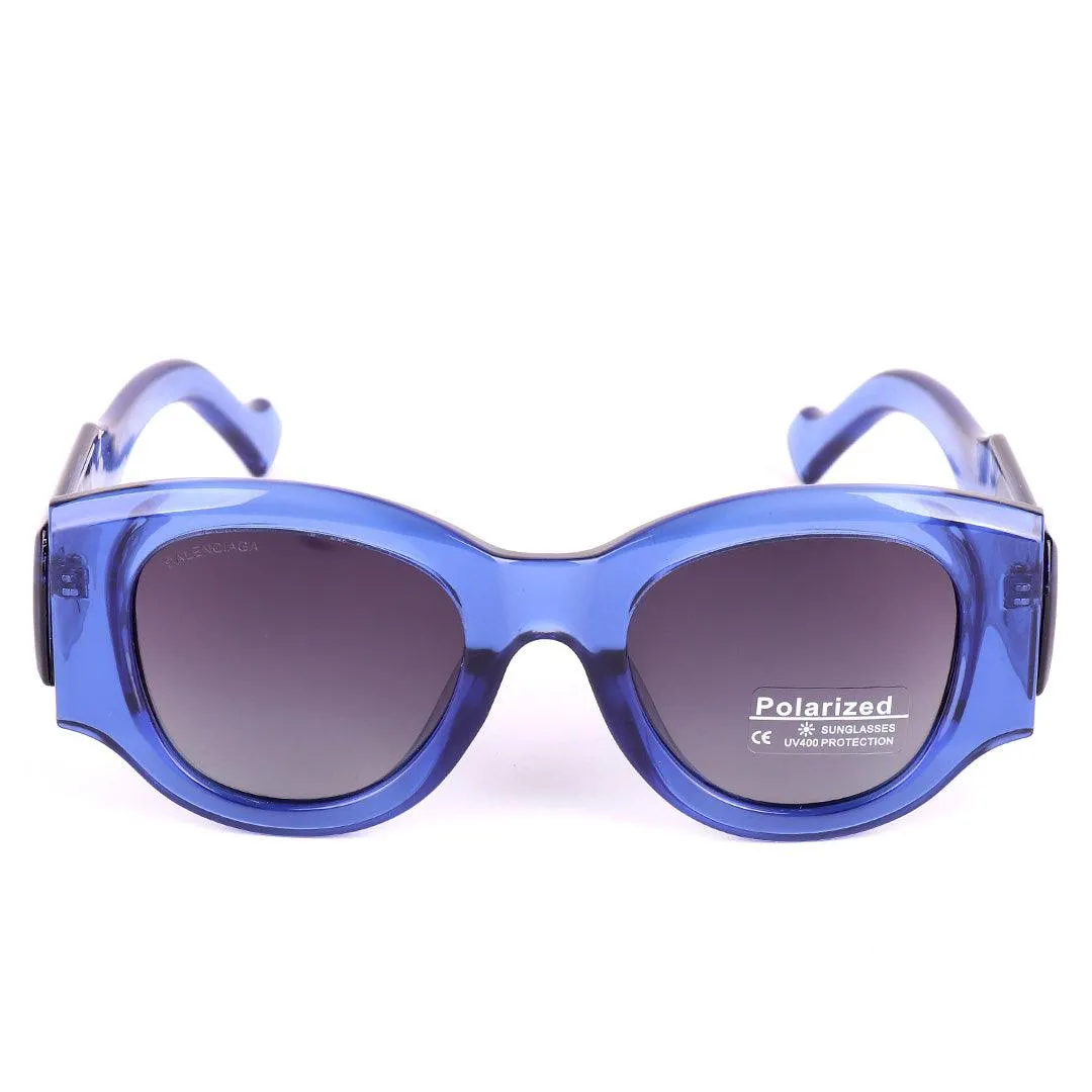 Balenciaga Gold Logo Designed Quality Blue Sunglasses