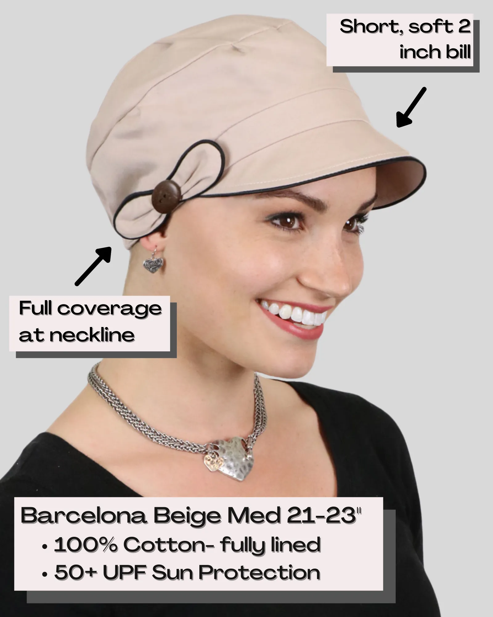 Barcelona Newsboy Hat for Women Small or Medium Sizes 50  UPF