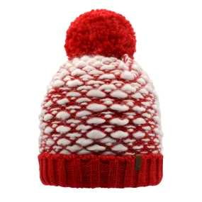 Bubble Red Pom Pom Beanie Hat - Adult