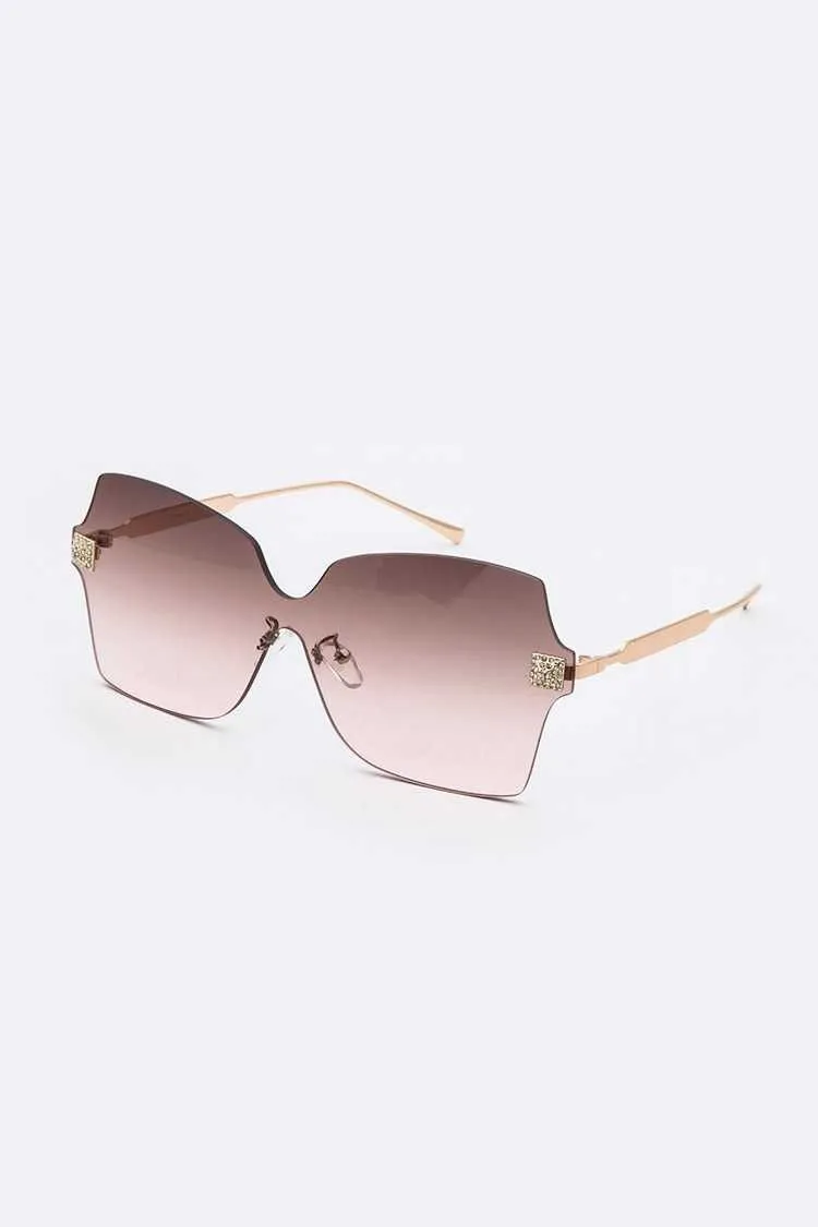 Butterfly Rimless Oversized Sunglasses