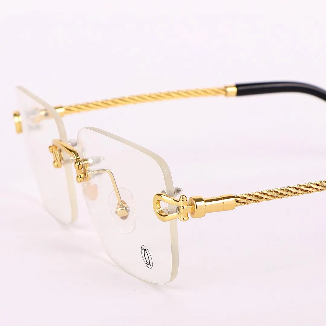 Cartier Exquisite Twisted Gold And Black Rimless Glasses