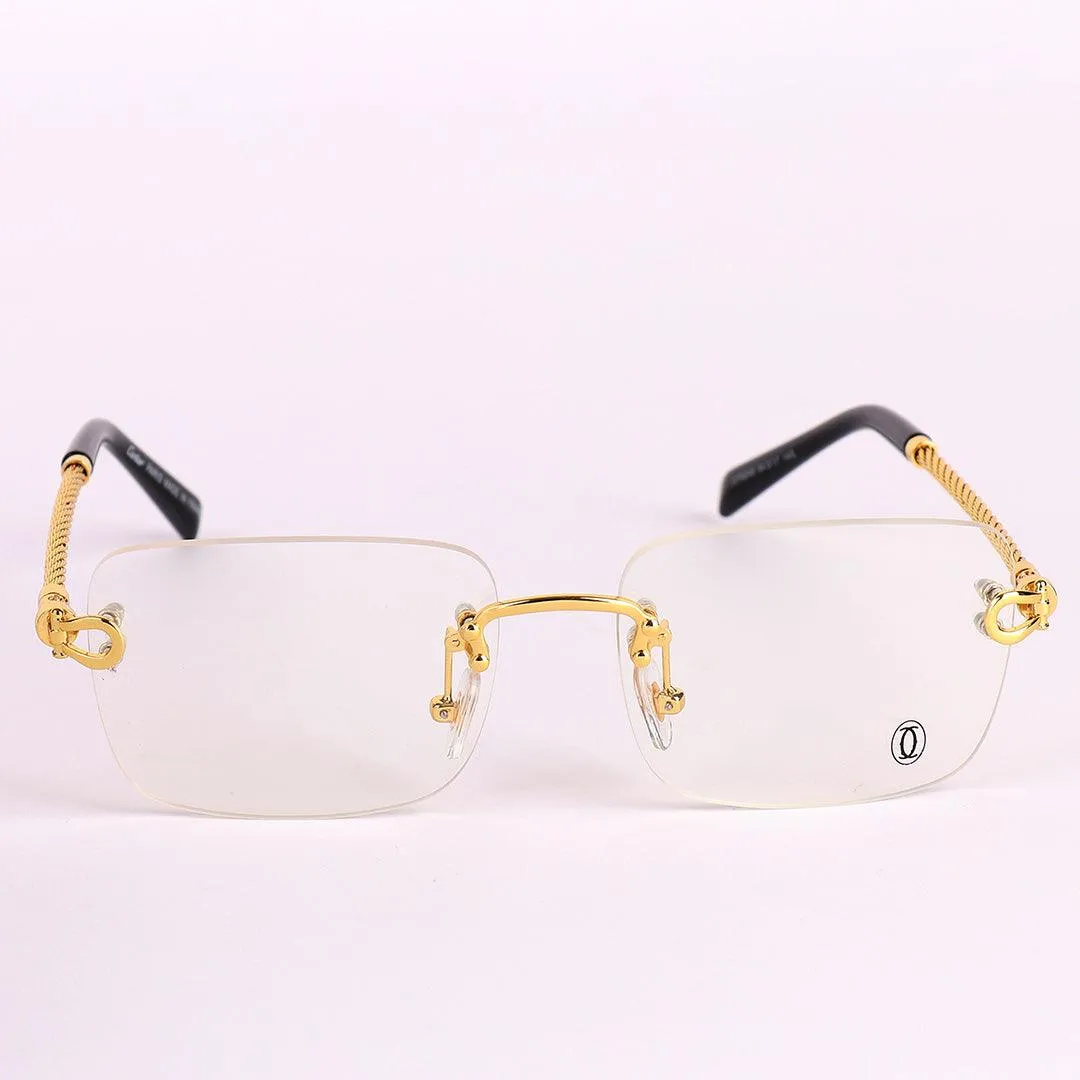 Cartier Exquisite Twisted Gold And Black Rimless Glasses