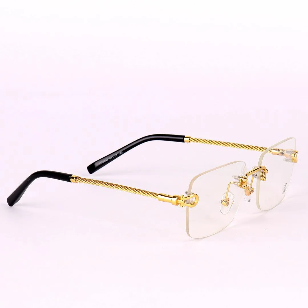 Cartier Exquisite Twisted Gold And Black Rimless Glasses