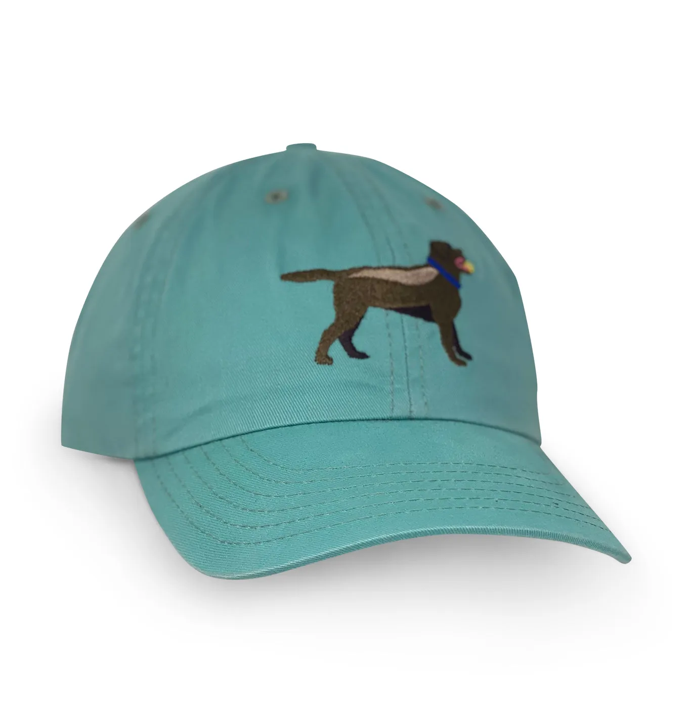 Chocolate Lab: Embroidered Twill Cap - Gulf Aqua