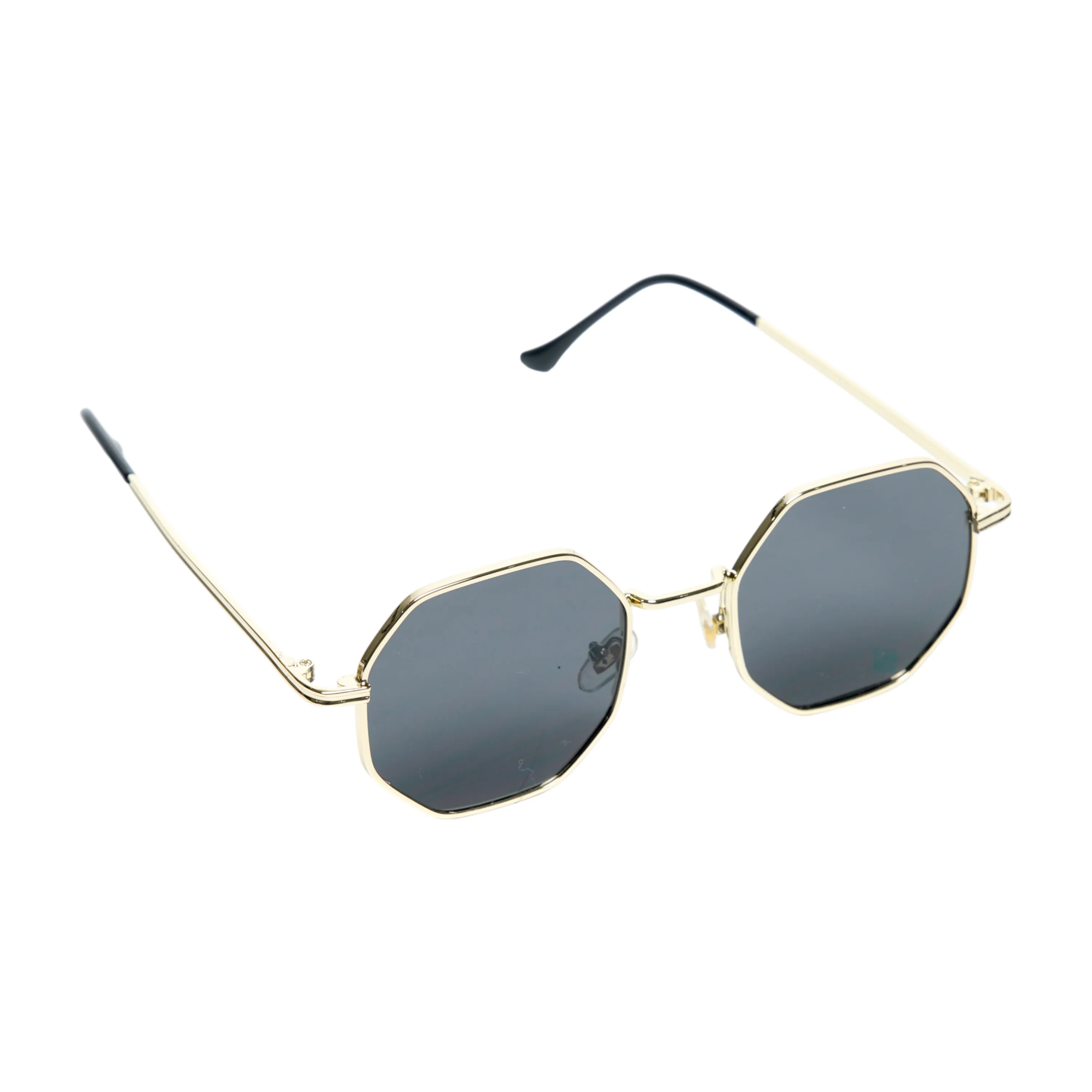 Chokore Octagon-shaped Metal Sunglasses (Gold & Gray)