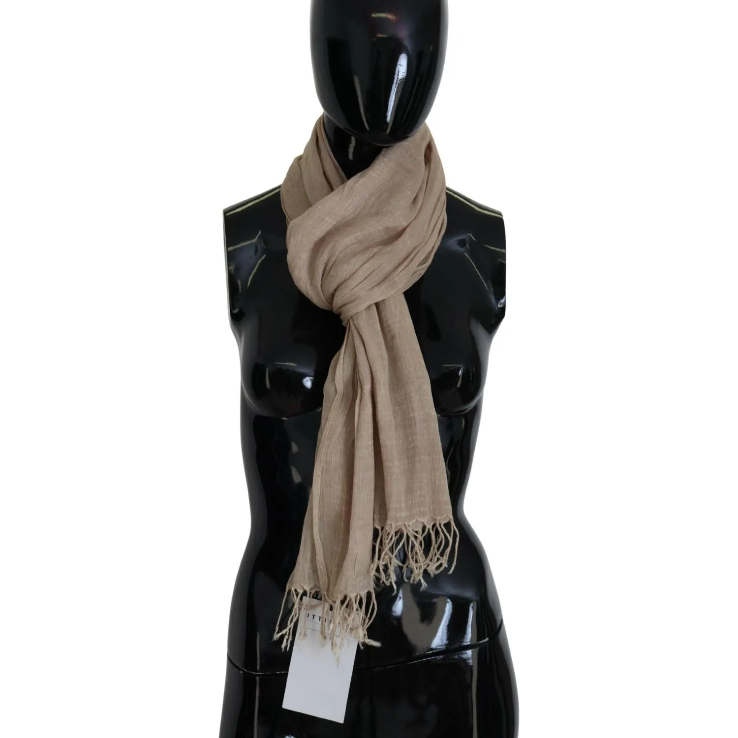 Costume National Chic Beige Fringed Scarf for Women