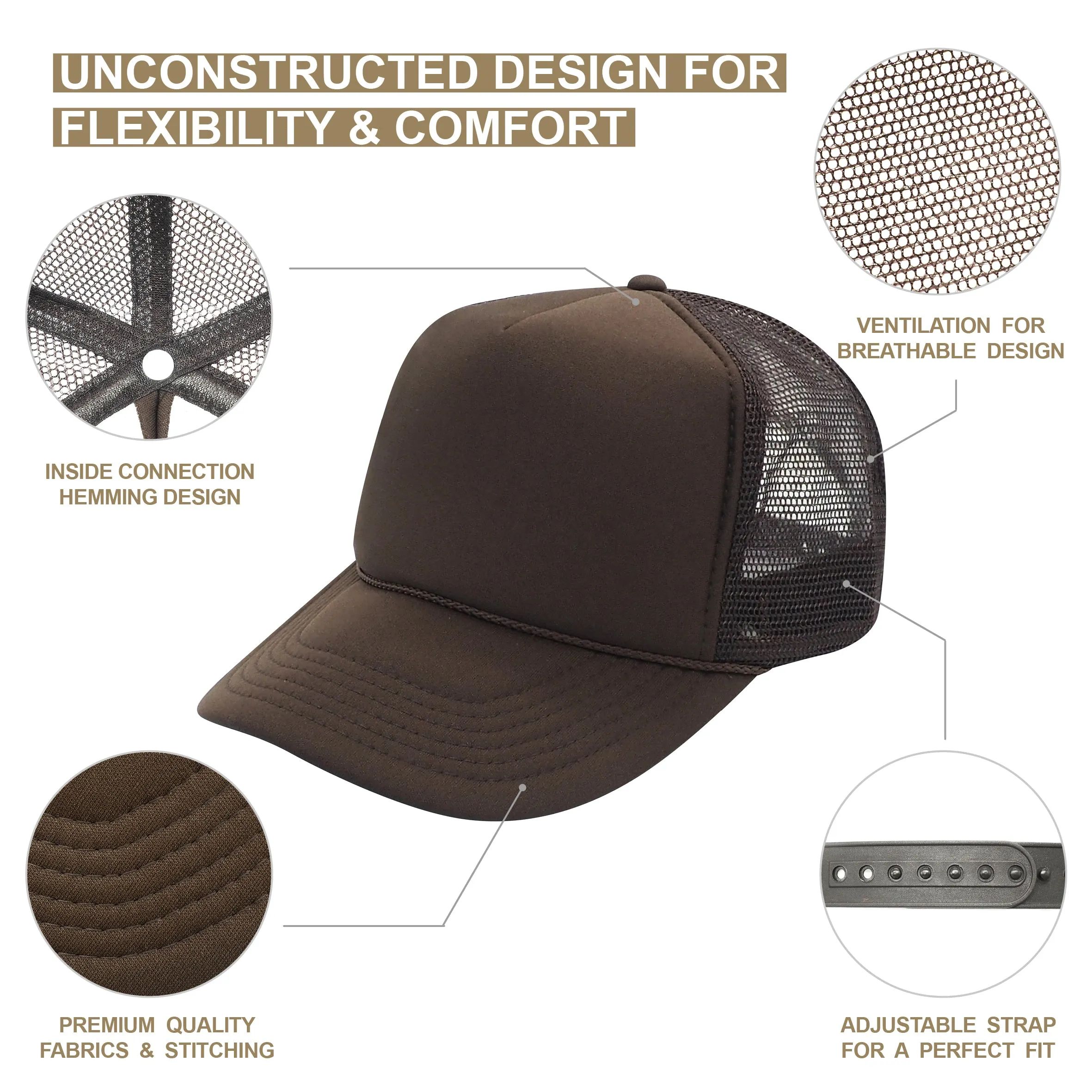 Custom Printed Nissun 5 Panel Foam Trucker Hat Mesh Back Cap - SSC, SPC