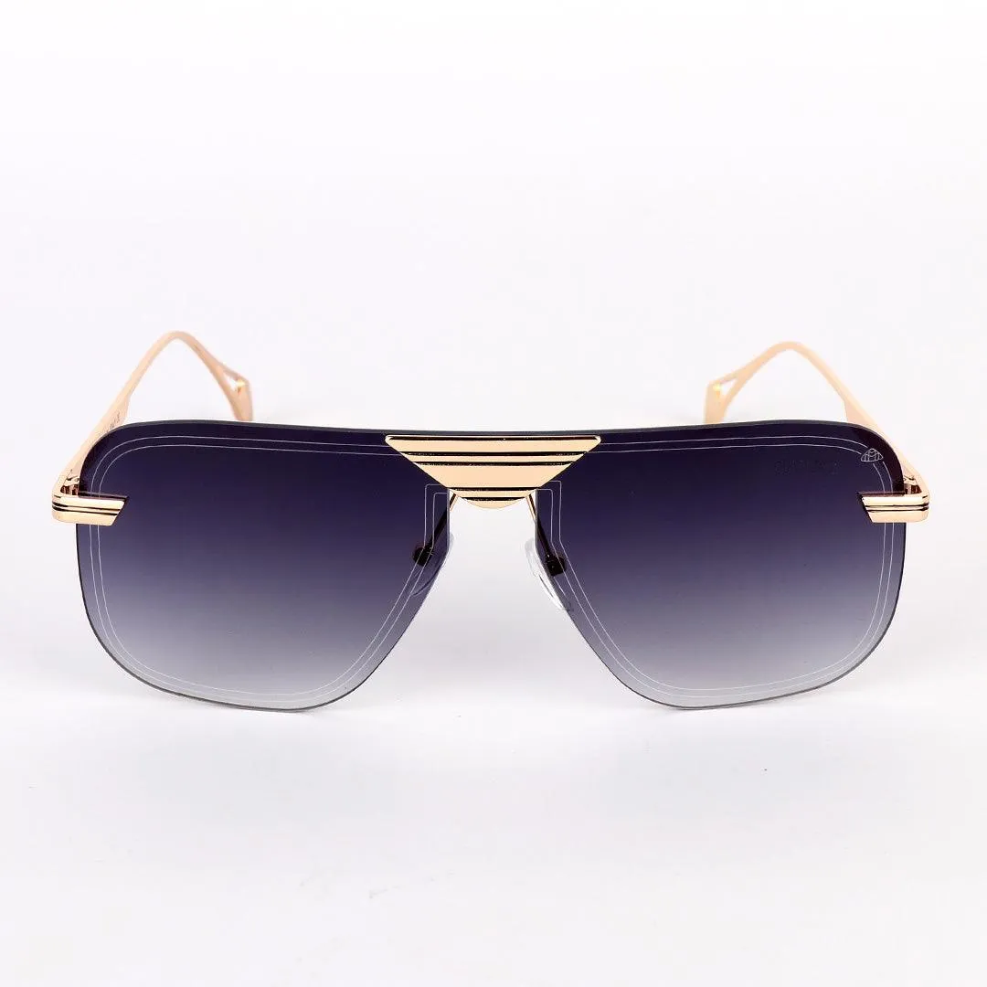 GC Rimless frame Acetate And Gold Meta Hand Black Lens Sunglasses