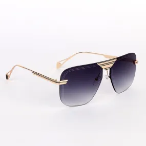 GC Rimless frame Acetate And Gold Meta Hand Black Lens Sunglasses