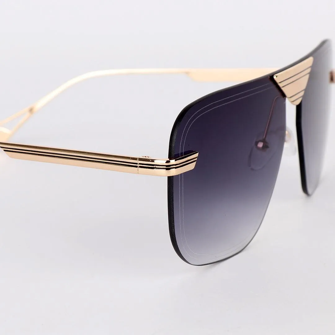 GC Rimless frame Acetate And Gold Meta Hand Black Lens Sunglasses