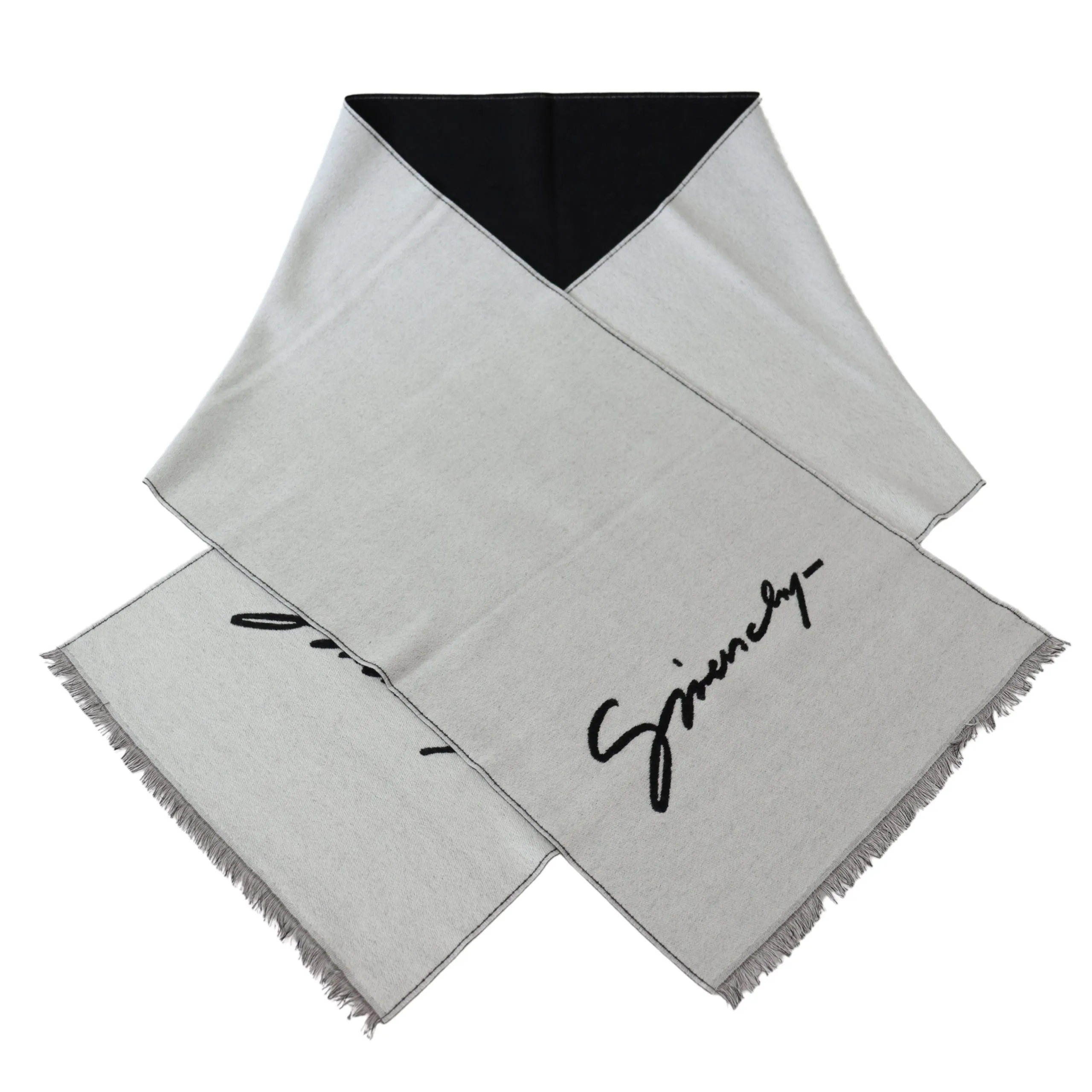 Givenchy Elegant Monochrome Wool-Silk Blend Scarf