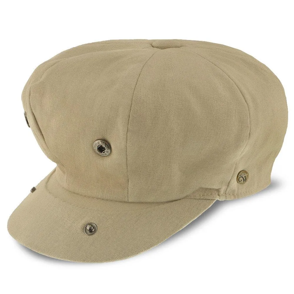 Hampton - Walrus Hats Sand Linen 8 Panel Newsboy Cap