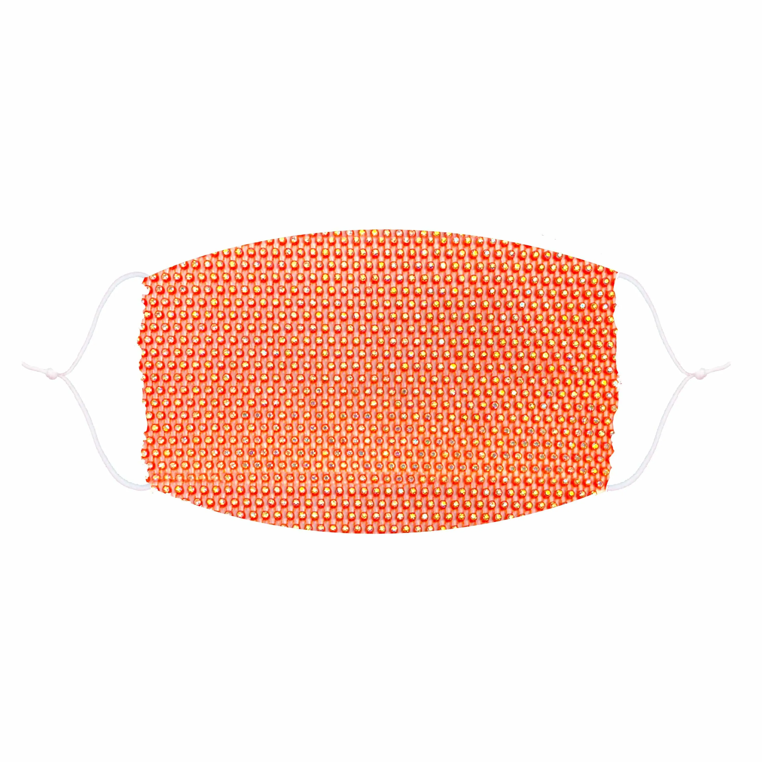 Hey Gurl Neon Orange Crystal Mesh Jewel Face Mask With Adjustable Loops