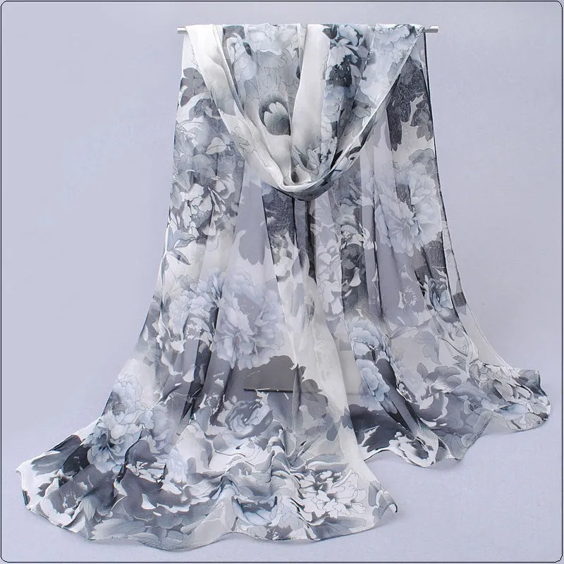 India hot sale new women for 4 seasons scarves polka velvet chiffon bohemia flower fashion summer