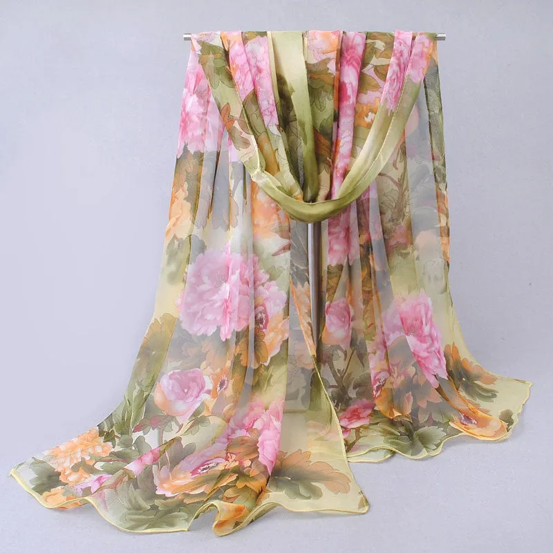 India hot sale new women for 4 seasons scarves polka velvet chiffon bohemia flower fashion summer