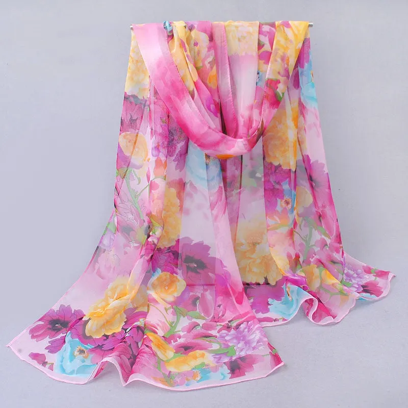 India hot sale new women for 4 seasons scarves polka velvet chiffon bohemia flower fashion summer