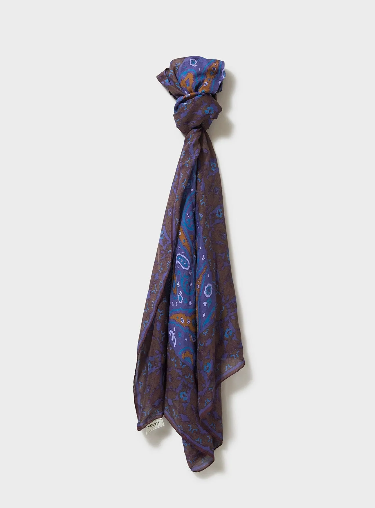 Italian Tencel Blue Paisley Flamboyant Scarf