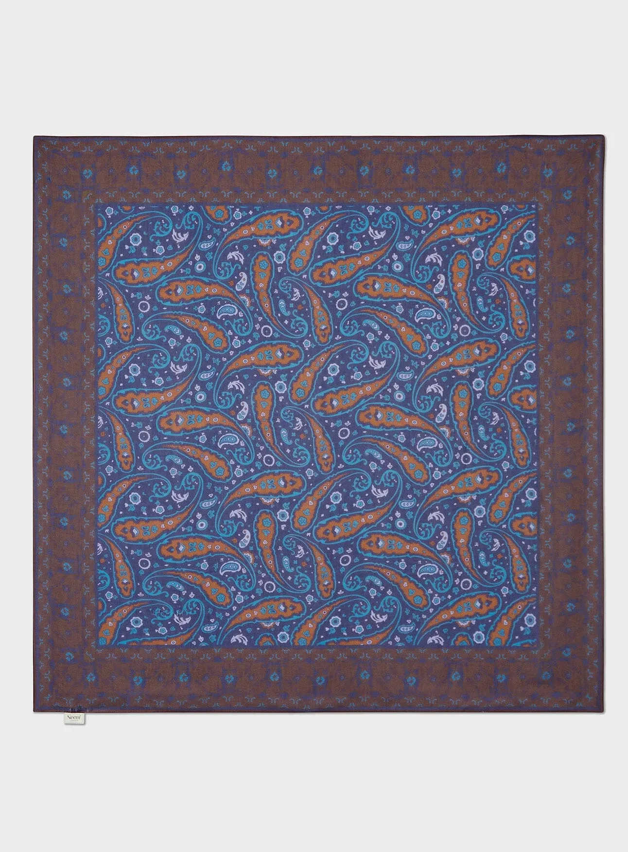 Italian Tencel Blue Paisley Flamboyant Scarf