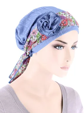 JOSIESASH-PERIWINKLE#Josie Turban Rosette Sash Periwinkle Blue