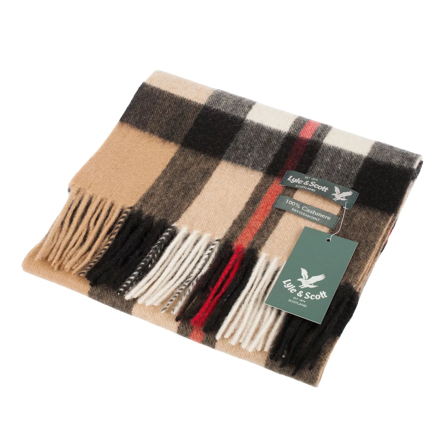 Lyle & Scott 100% Cashmere Scarf  Exploded Thomson Camel