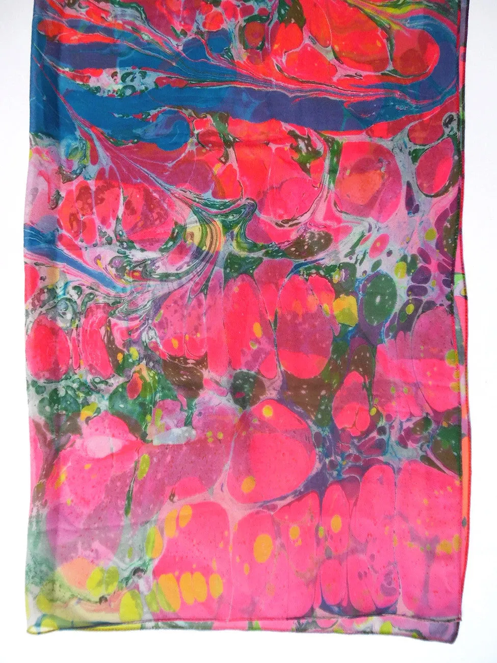 Marbleized Silk Chiffon Square Scarf Fruit Cocktail