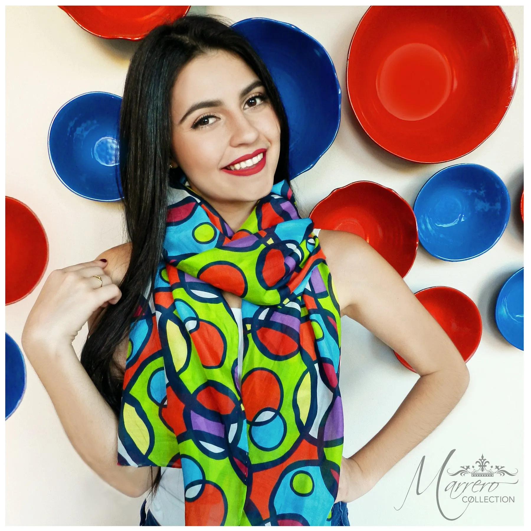 Marrero Collection Funky Circles print Scarf