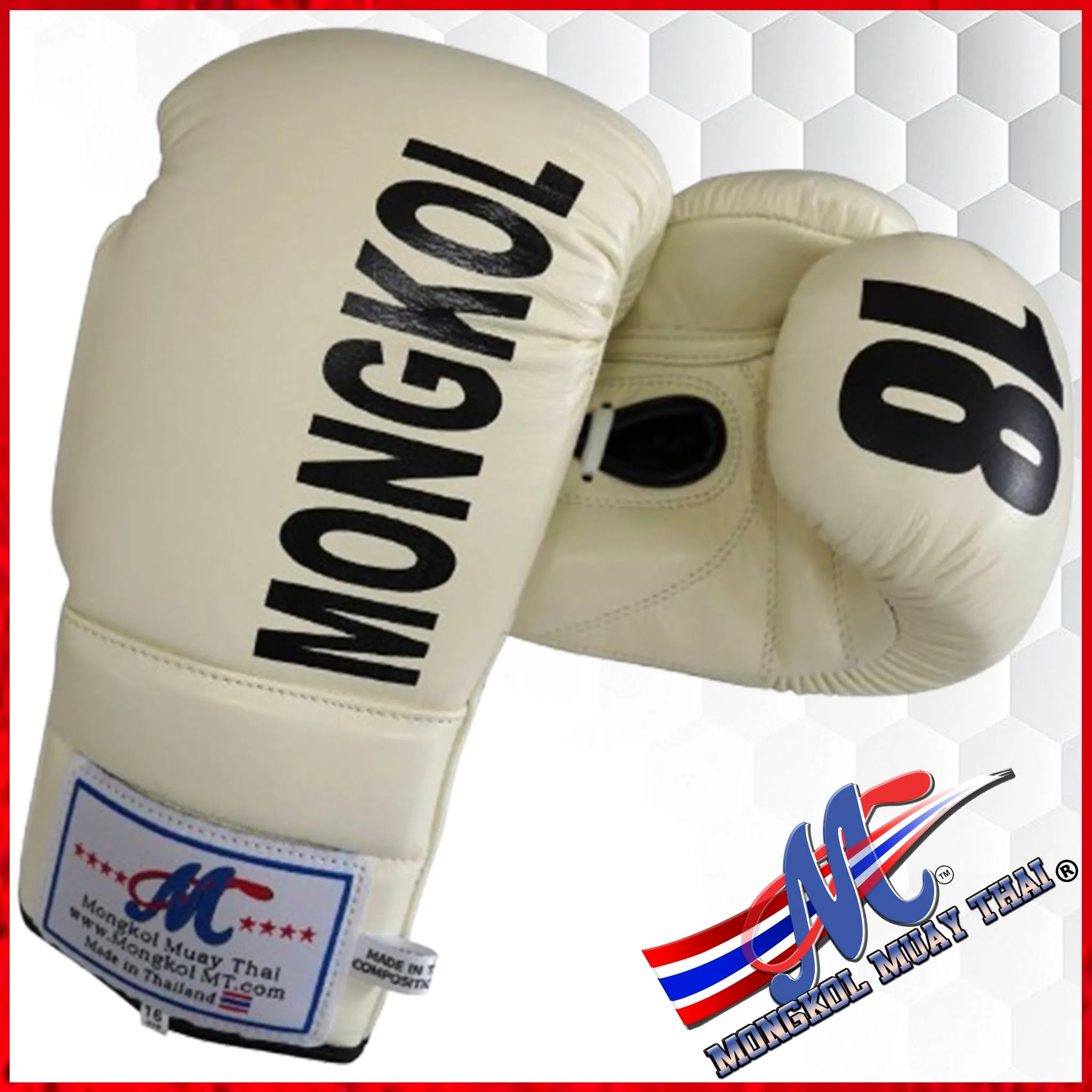 Mongkol boxing gloves Lace-Up  Off White (16 oz) NEW available Jan 2025