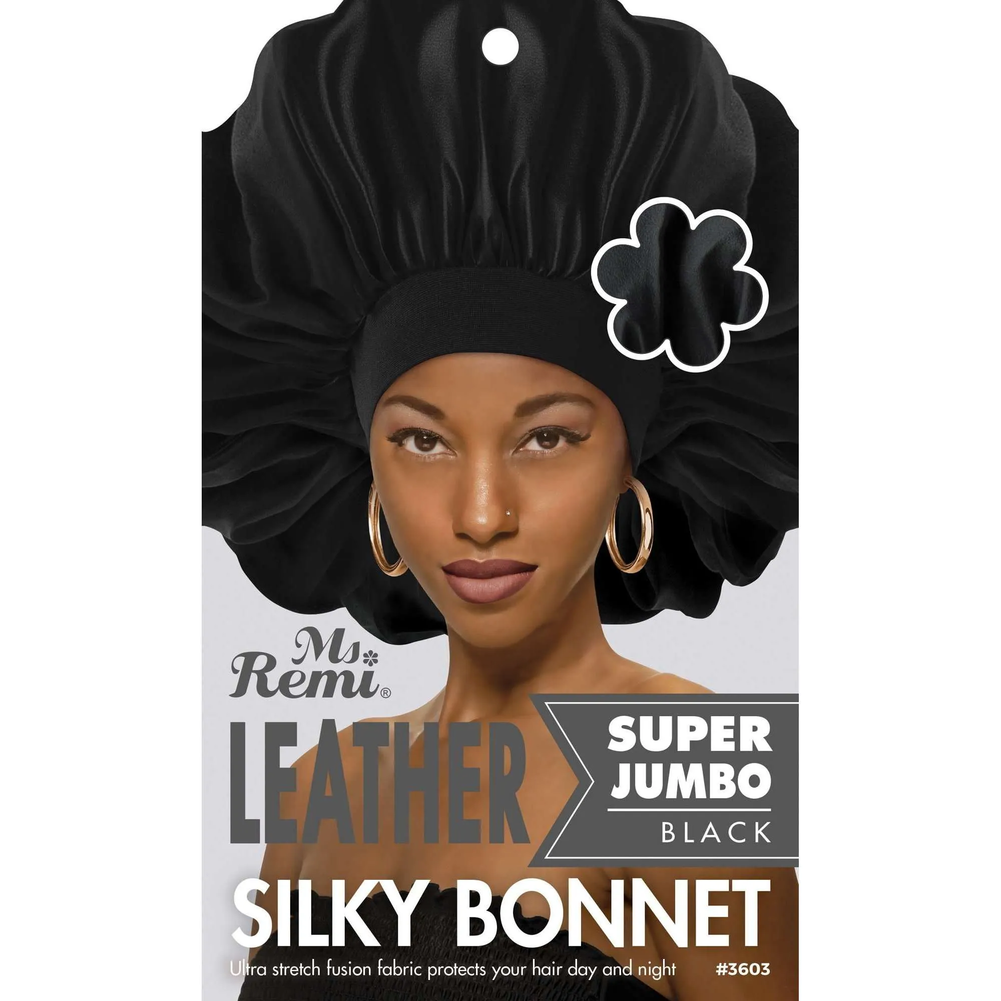 Ms. Remi Leather Silky Bonnet X-Jumbo, Black