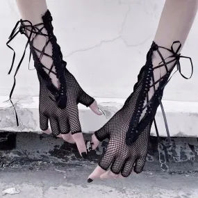 'New Age' Black Anime Lolita Fishnet Gloves