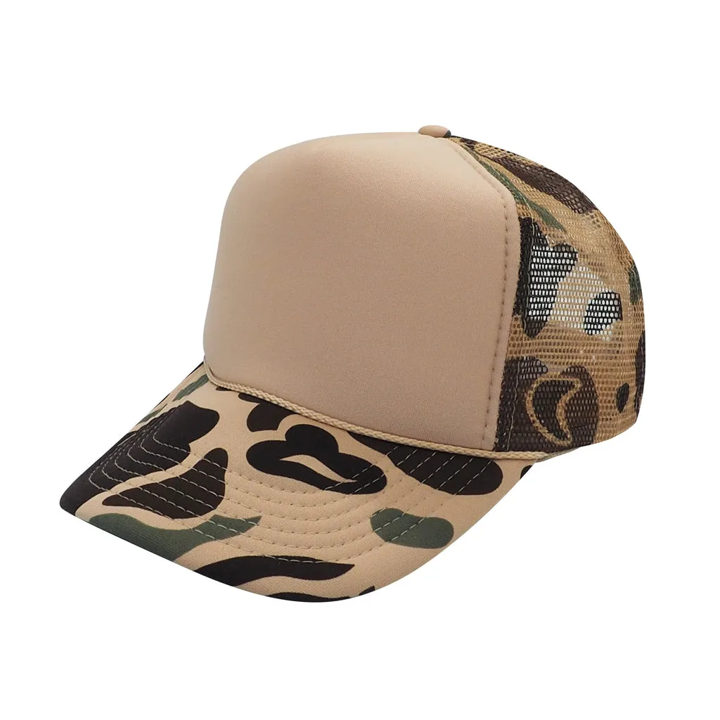 Nissun Camo Camouflage Foam Trucker Hat 5-Panel Trucker Cap - CSC CPC