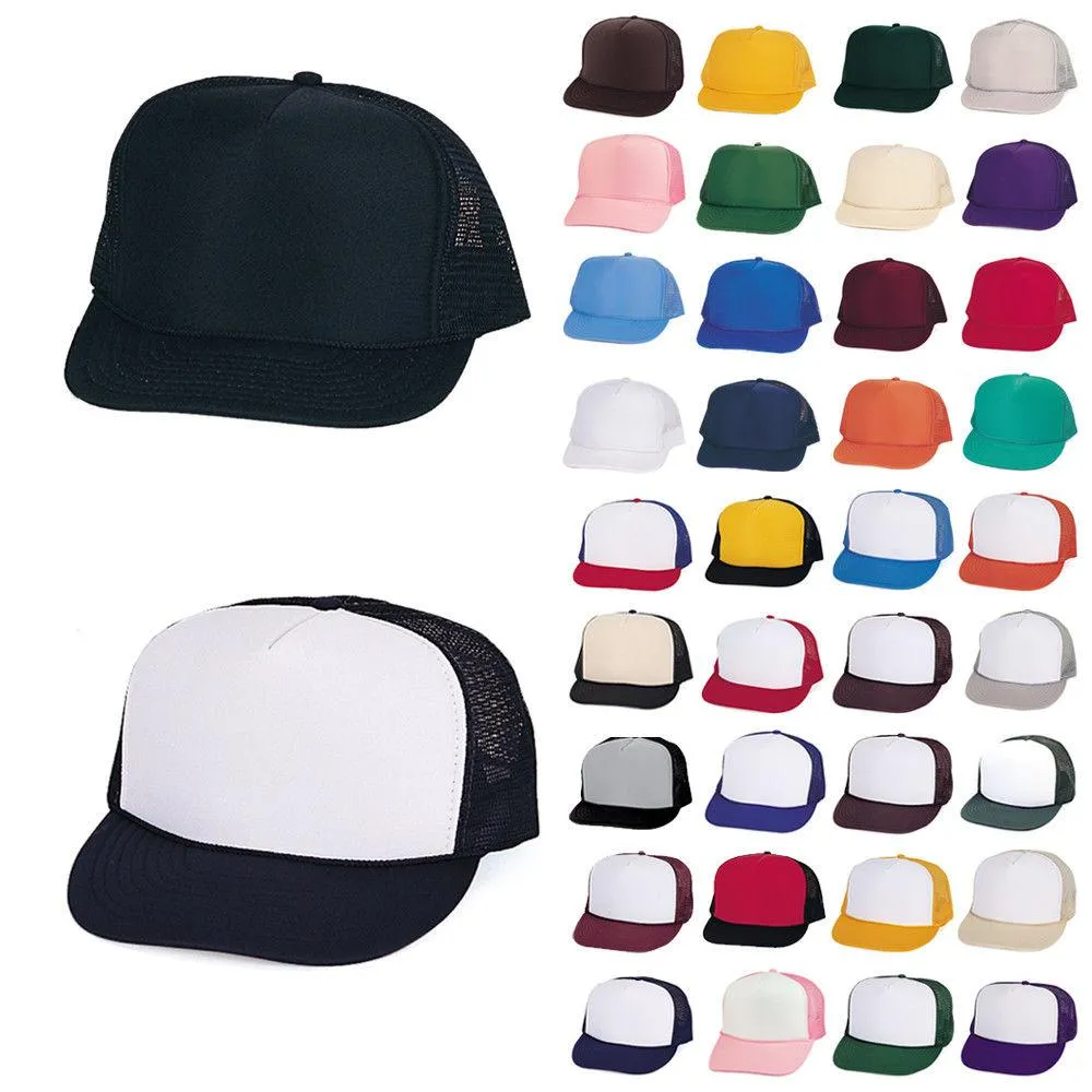 Nissun Classic Trucker Baseball Hats Caps Foam Mesh Blank Solid Two Tone Snapback