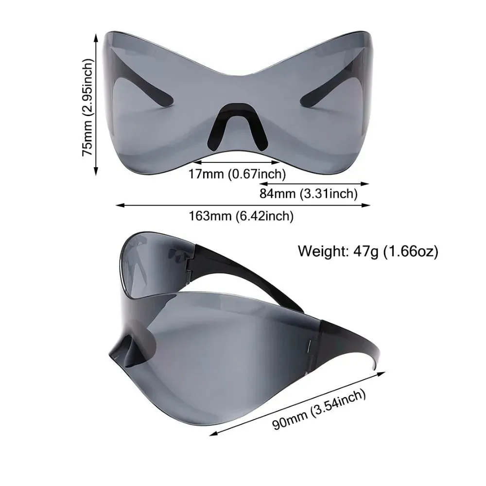 Oversized Wrap Around Punk Y2K Sunglasses Goggle Futuristic Sunglasses for Men Women Sport Sun Glasses Chic Riml Sunglasses