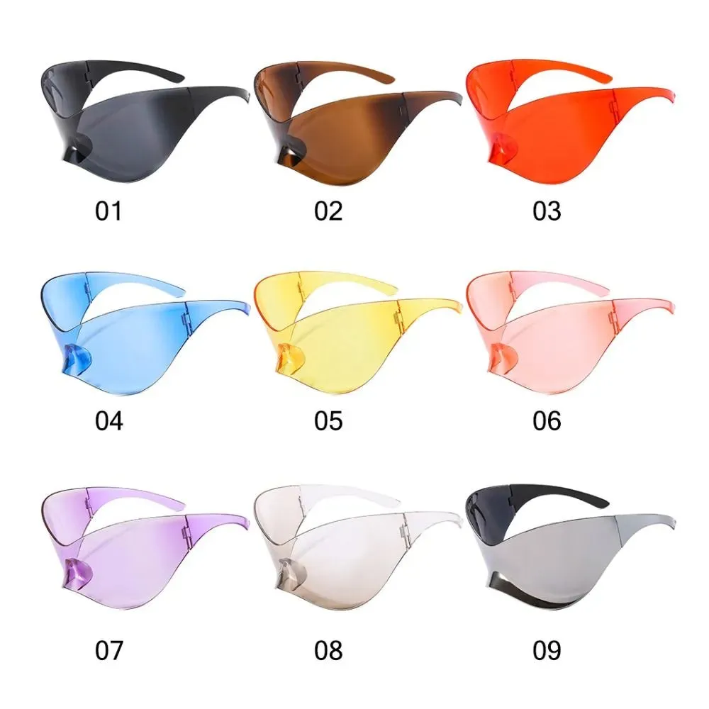 Oversized Wrap Around Punk Y2K Sunglasses Goggle Futuristic Sunglasses for Men Women Sport Sun Glasses Chic Riml Sunglasses