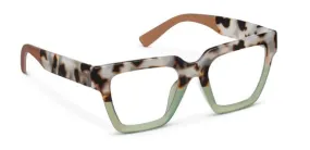 Peepers - Take A Bow Blue Light Reading Glasses, Chai Tortoise & Green