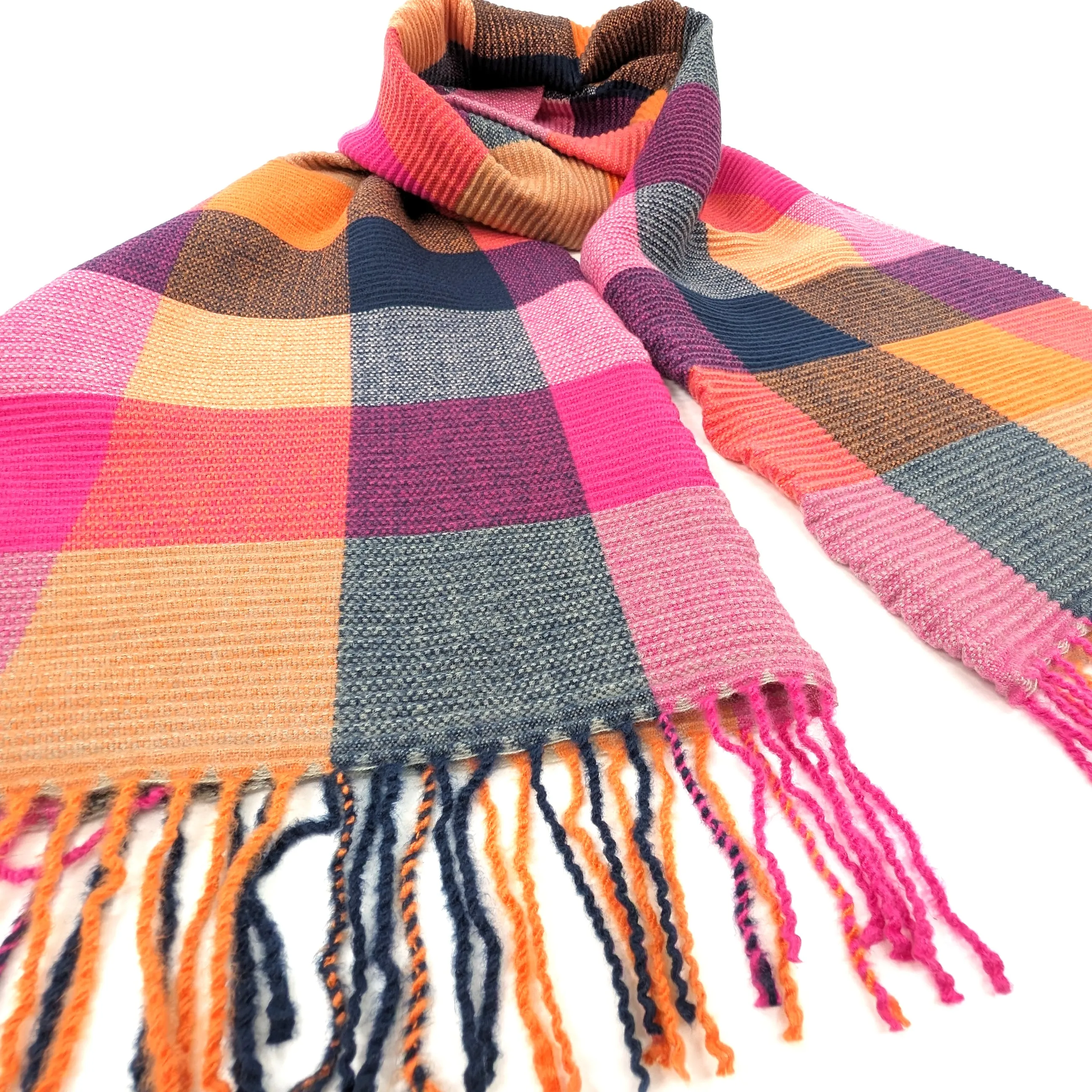 Podvis - Crinkle Squares Scarf (65x180cm) - Pinks