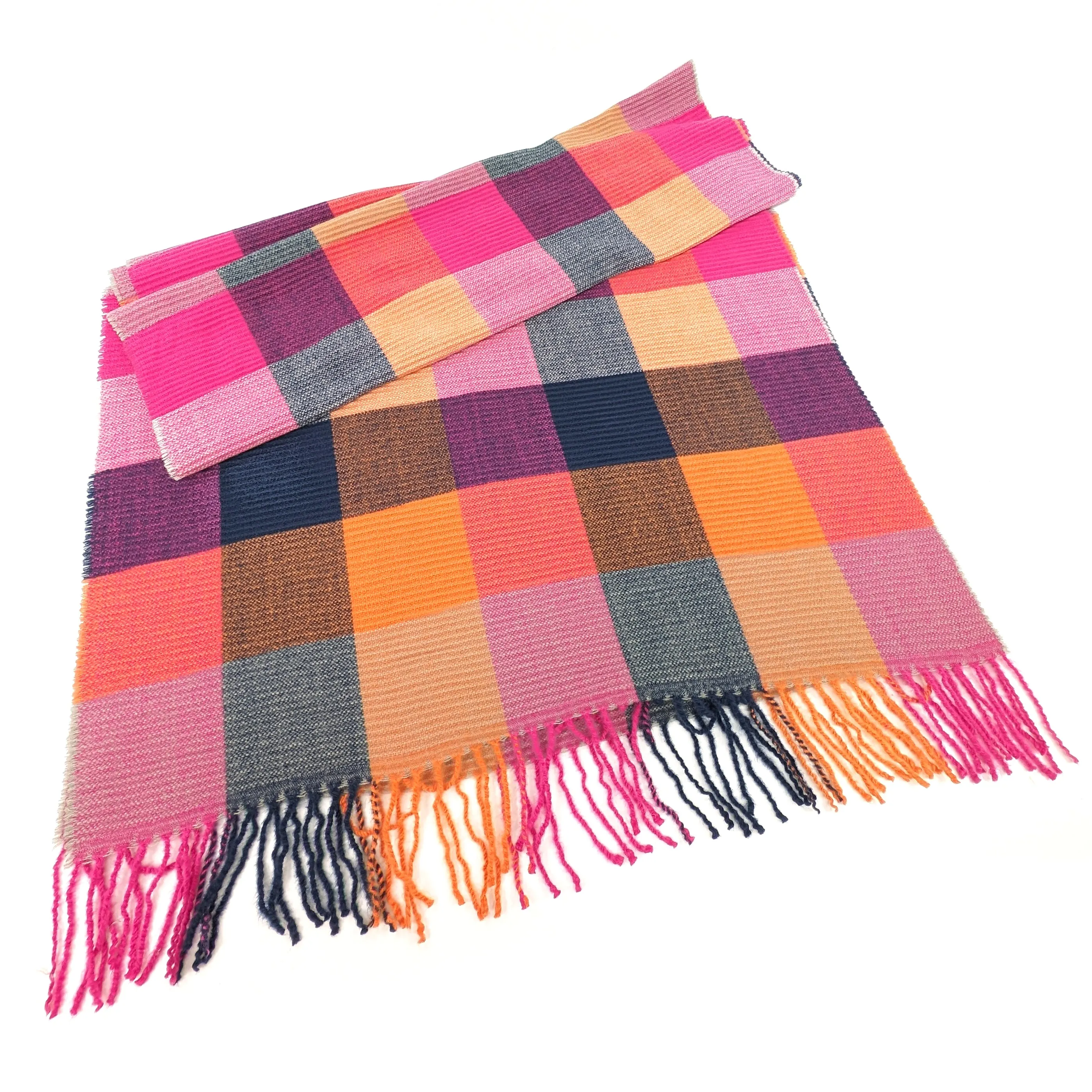 Podvis - Crinkle Squares Scarf (65x180cm) - Pinks