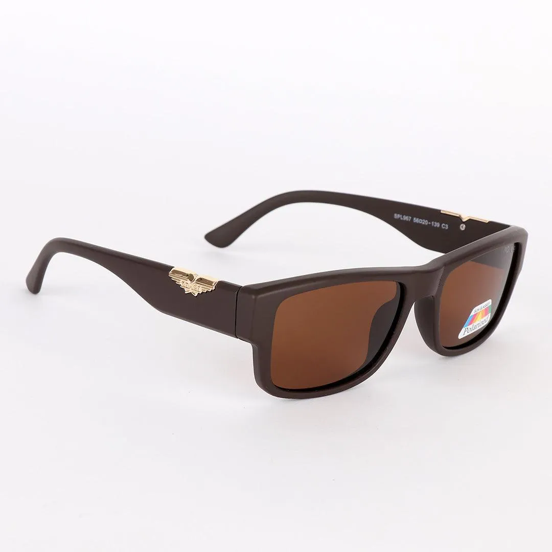 Police Polarized Gold Metal Brown Sunglasses