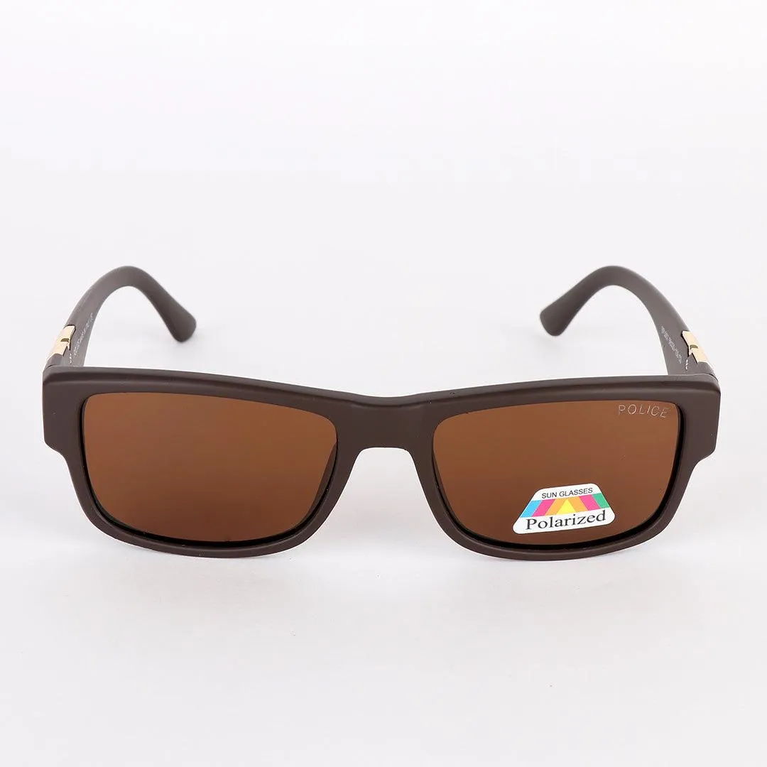 Police Polarized Gold Metal Brown Sunglasses