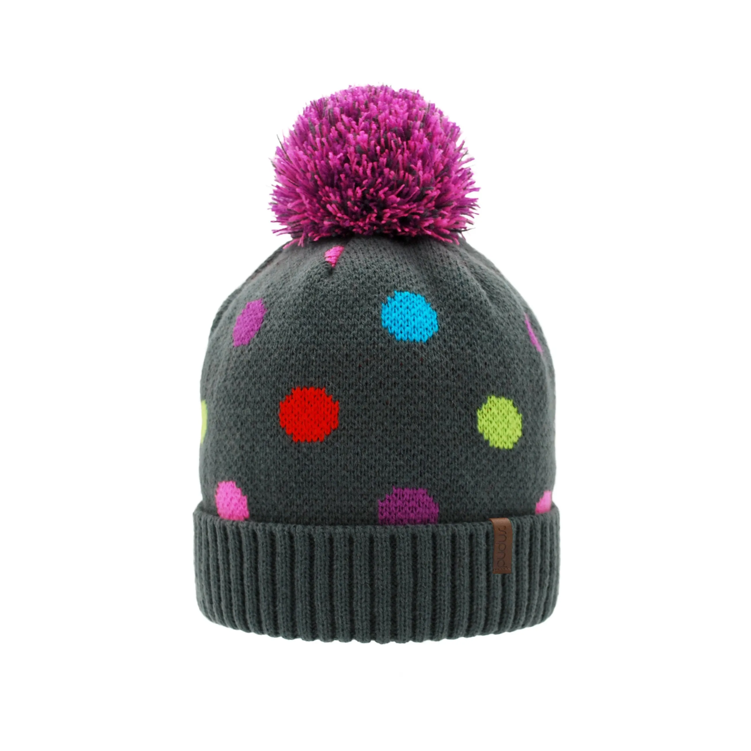 Polka Multi Dot Pom Pom Beanie Hat - Adult