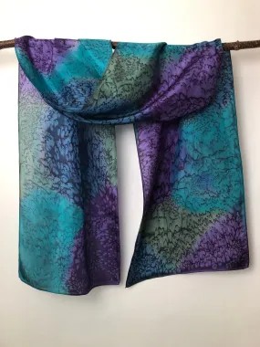 “Purple and Green Mermaid" - Hand-dyed Silk Scarf - $125