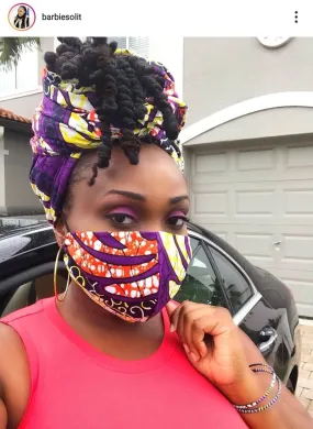 'Purple Power' Ankara Glam Face Mask (& Set)