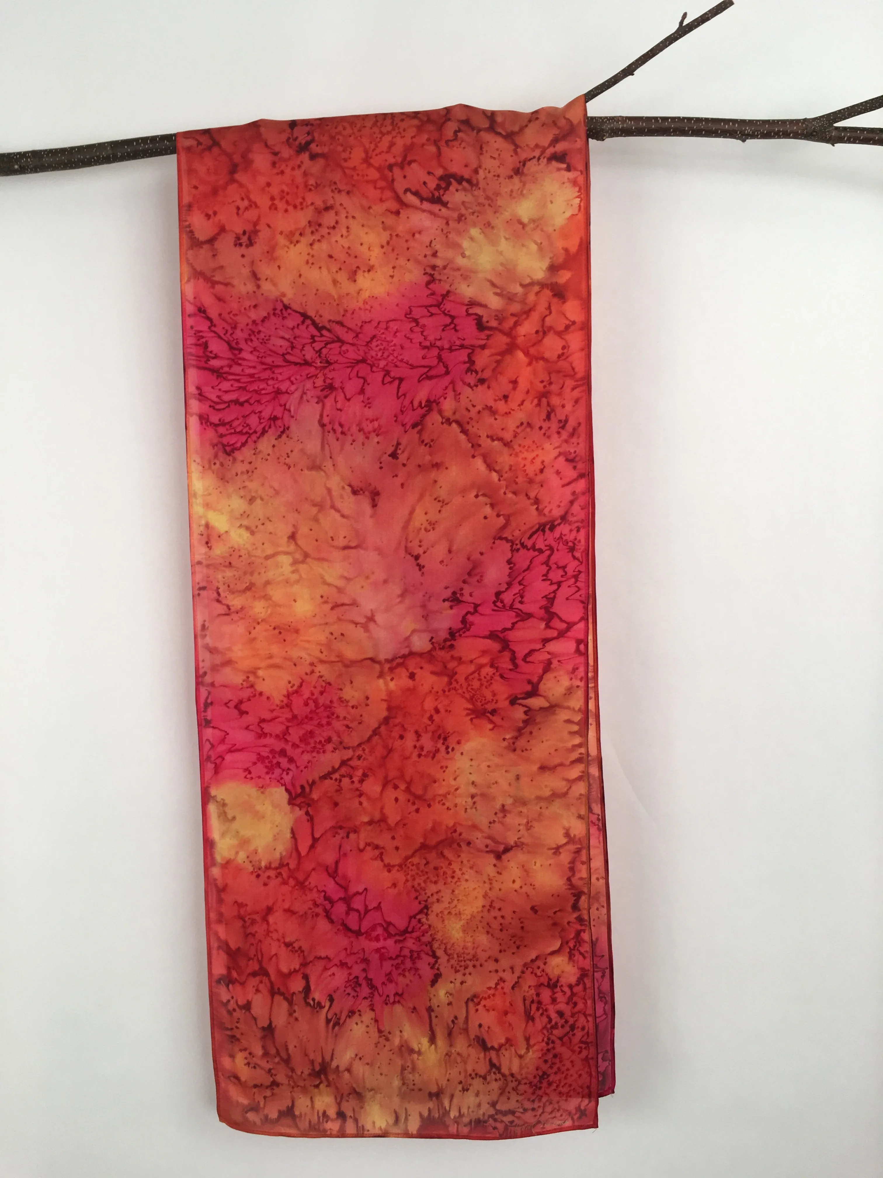 "Red Hot Mermaid" - Hand-dyed Silk Scarf - $125