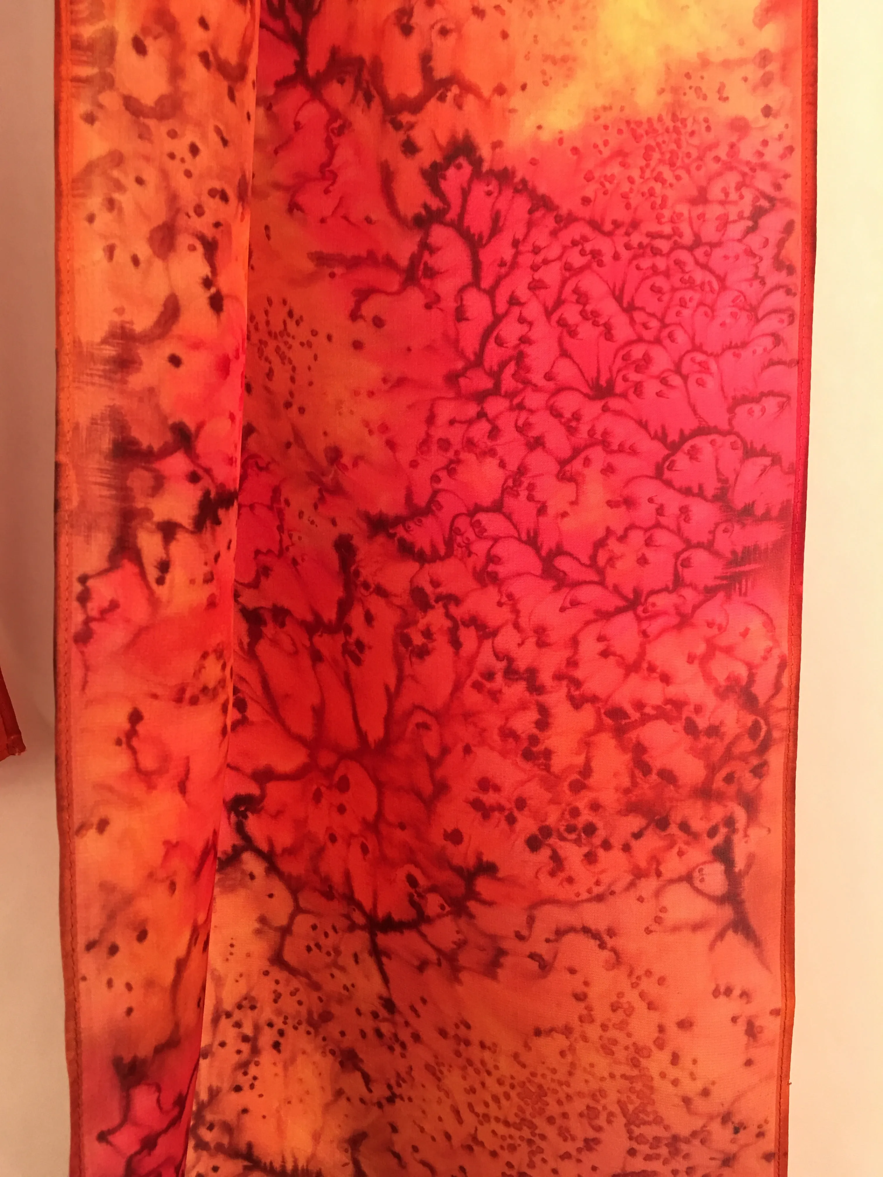 "Red Hot Mermaid" - Hand-dyed Silk Scarf - $125