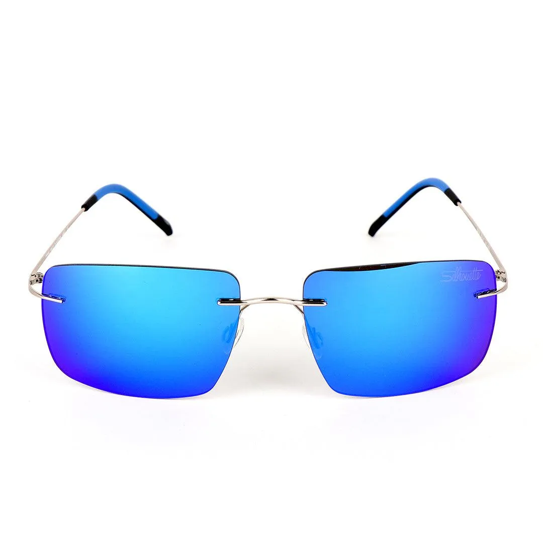 Silhouette Rimless Reflector Blue Ultralight Sunglasses