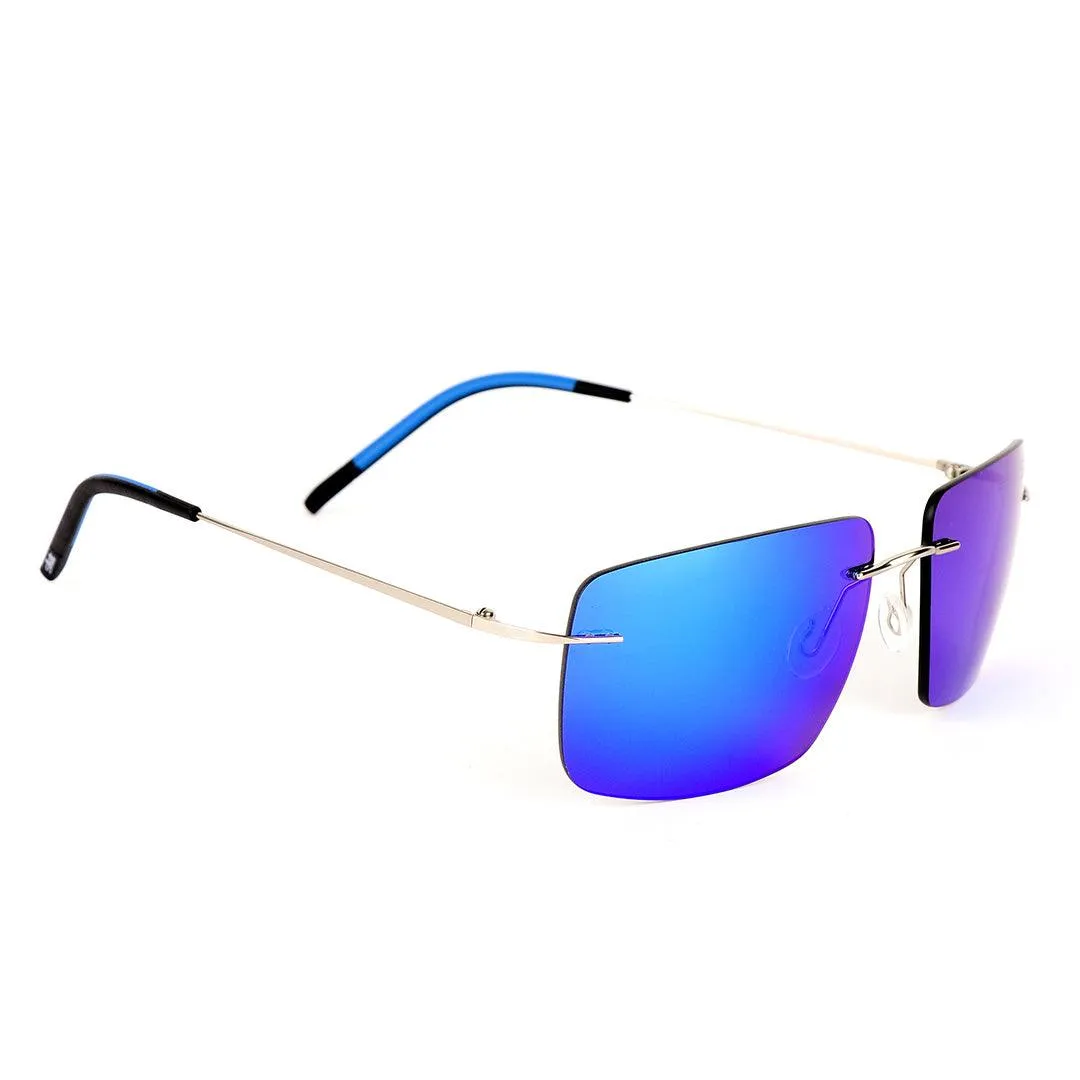 Silhouette Rimless Reflector Blue Ultralight Sunglasses