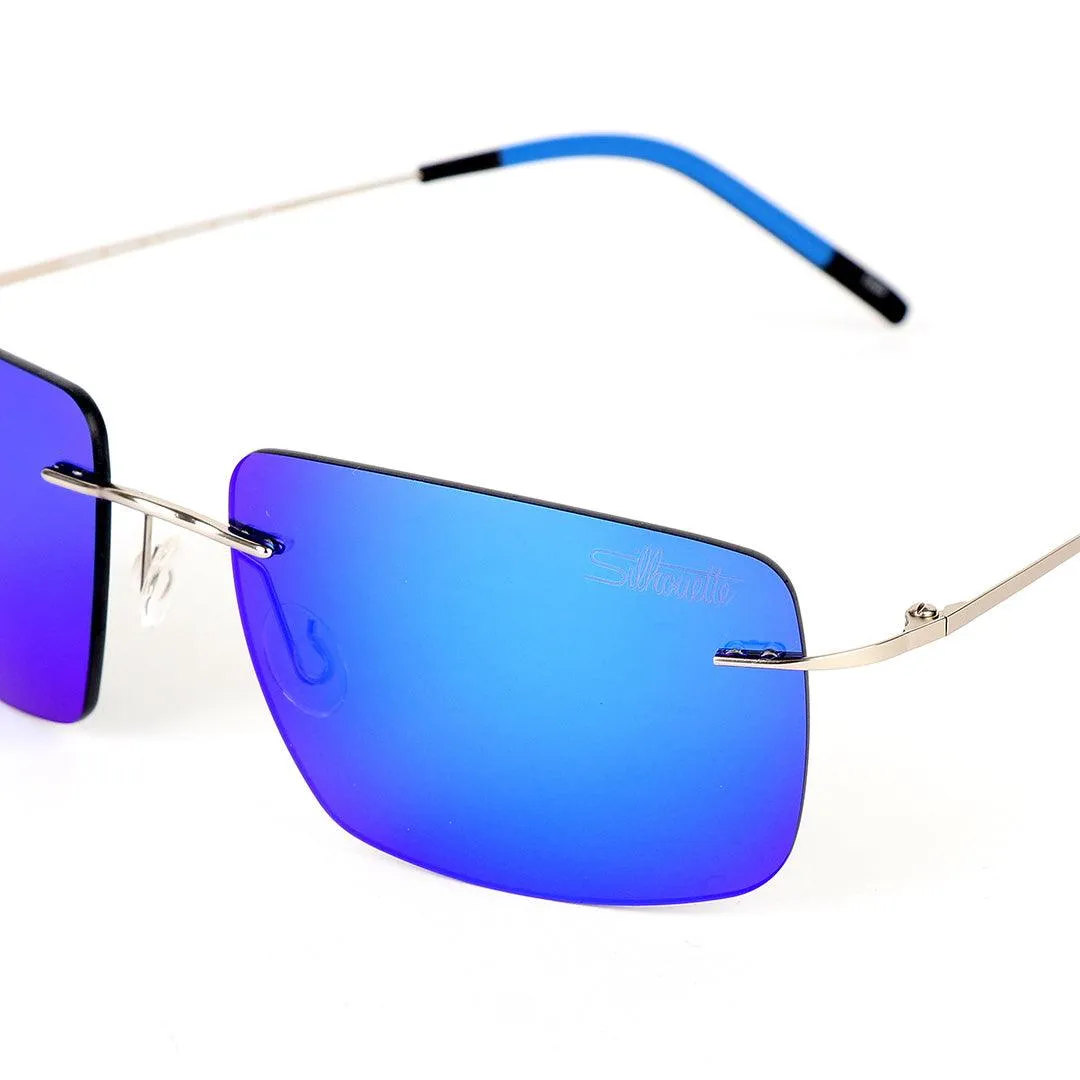 Silhouette Rimless Reflector Blue Ultralight Sunglasses